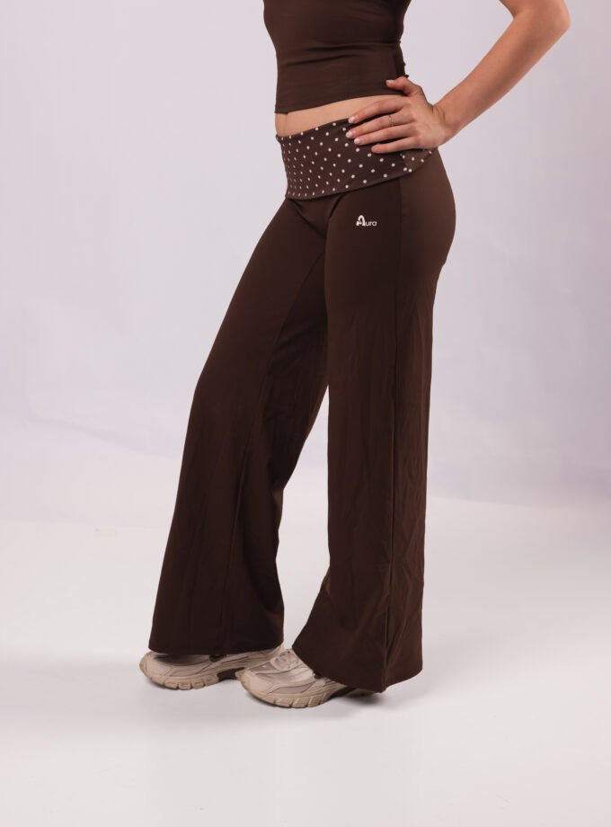 Mocha Polka Dot Flared Leggings